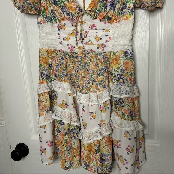 Altar’d State Aderny Patchwork Floral Mini Dress - Picture 8 of 13